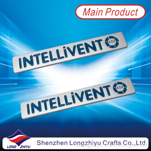 Rectangular Custom Engraving and Enamel Logo Label, Silver Metal Nameplate with Self Adhesive Sticker (LZY600005)